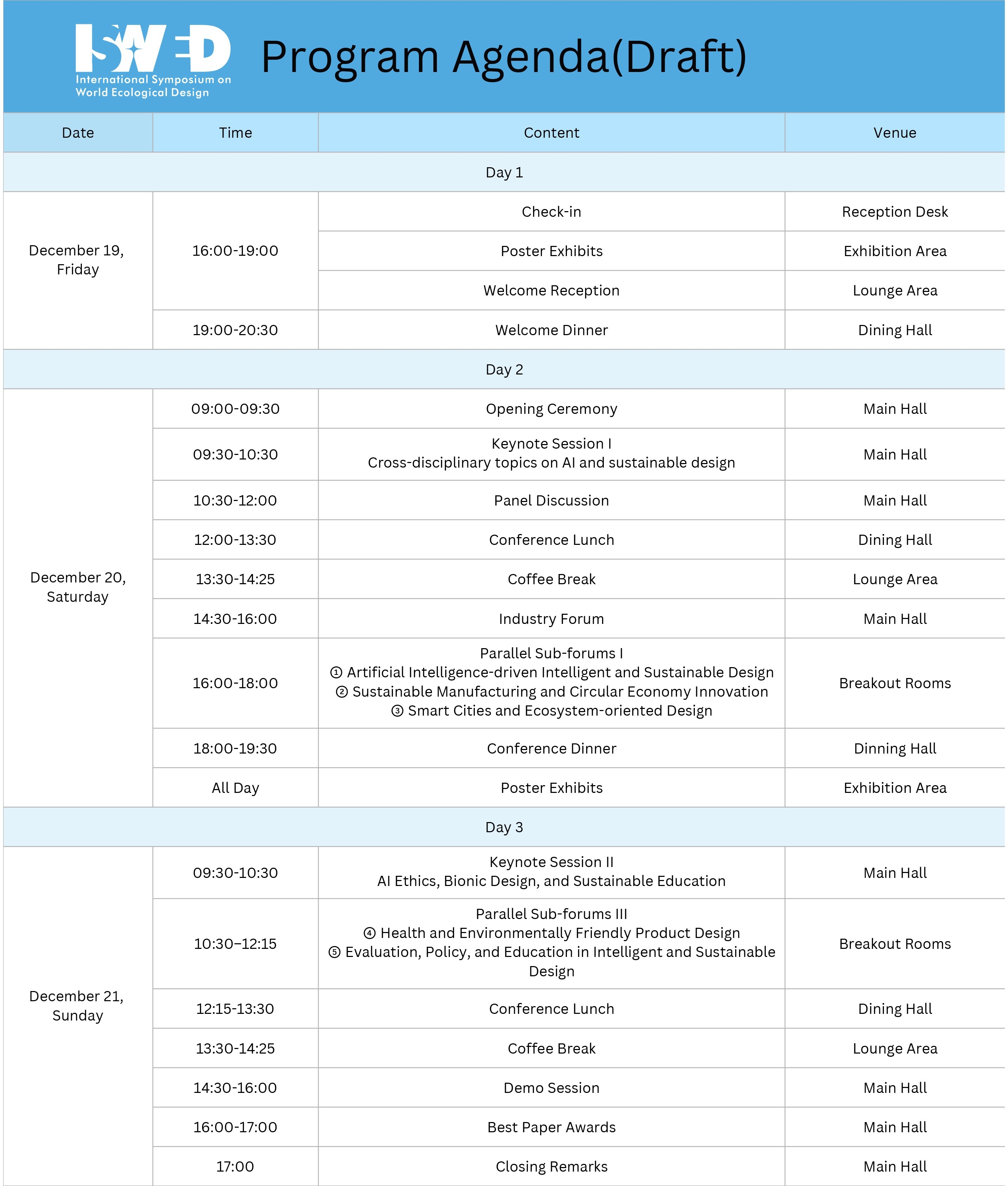 Program Schedule